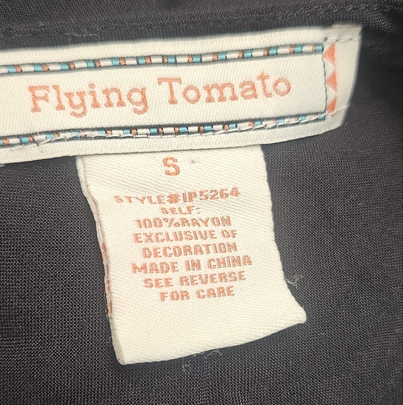 Flying Tomato Embroidered Black Romper - Picture 5 of 5